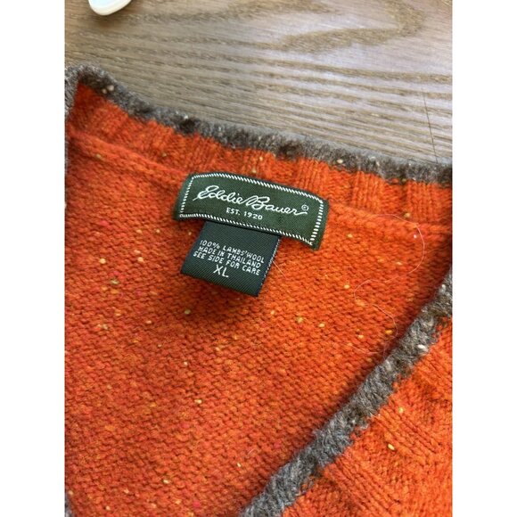 Vintage 90s Eddie Bauer Lambswool Fair Isle Knit Tennis Sweater Grunge - Picture 2 of 6